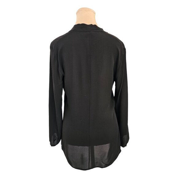 Theory 100% Silk Black Long Sleeve Blouse Sz S - Picture 5 of 9
